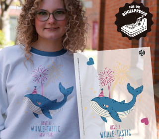 Onkel Bo's Bügelbilder - DIN A4 - Silvester Party - Whaletastic New Year - Kristina Hölzl - BIG