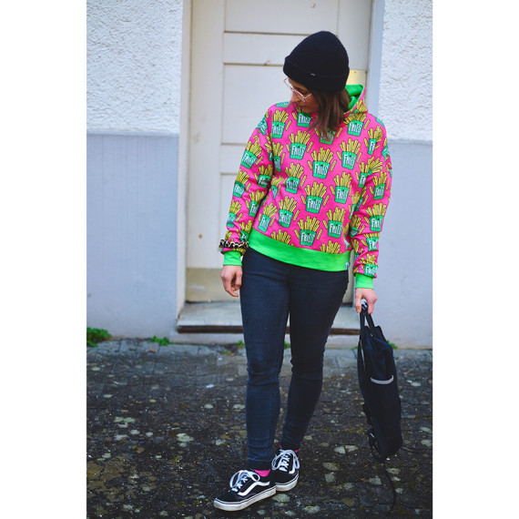 Bio-Sommersweat - French Terry - OMG Fries - Classics - Pink - Hamburger Liebe