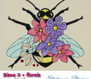 Stickdatei Biene 3 & Florale Motive
