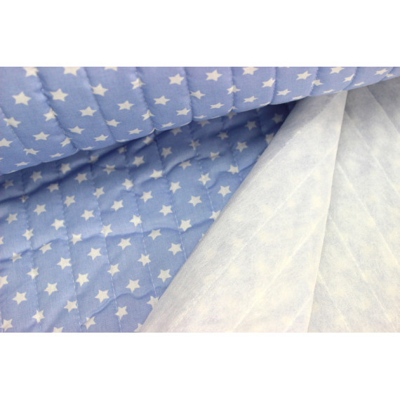 Steppstoff Sterne Hellblau Wattiert