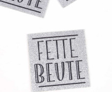 1 XXL GLITZERLABEL - Silber - Fette Beute