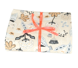 1m Zuschnitt - Sommersweat - Beautiful Blossom - Owls - Beige - Bio Qualität - abby and me