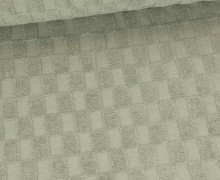 Frottee Jacquard - Karomuster - Uni - Altgrün