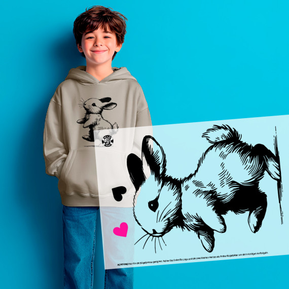 Onkel Bo's Bügelbilder - DIN A4 - Süßer Hase - Schwarz