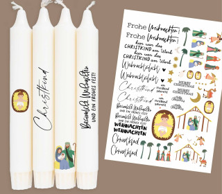 DIN A4 - Tattoofolie - Christkind - Weihnachten - für Kerzen / Keramik - Weihnachten