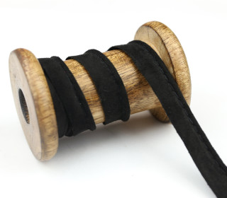 1 Meter Paspelband/Biesenband - Wildlederoptik - Schwarz