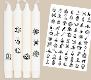 DIN A4 - Tattoofolie - Spooky Halloween - für Kerzen / Keramik - Halloween