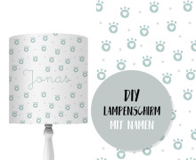 DIY Lampenschirm - Pfoten - Hellblau - Set - personalisierbar - zum Selbermachen