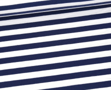 Sommersweat - French Terry - 1cm breite Streifen - Weiß/Dunkelblau
