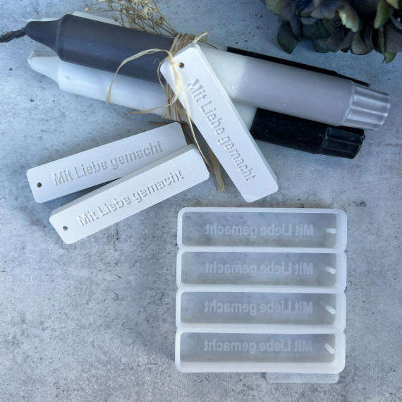 Silikon - Gießform - Mit Liebe Gemacht - 4er Set - Anhänger - vielfältig nutzbar