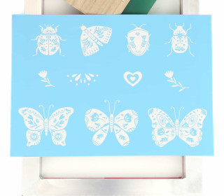 Schablone - Schmetterlinge & Käfer - A4 - selbstklebend & wiederverwendbar - für Siebdruck