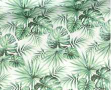 Wachstuch - Bedruckt - Monstera - Weiß