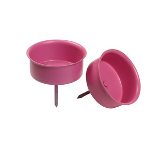2 Teelicht-Kerzenhalter - Adventskranzstecker - 40mm - Für Dekorationen - Pink