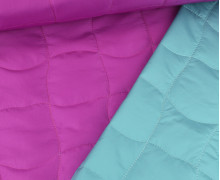 Steppstoff - Stepper - Uni - Wattiert - Geschwungene Quadrate - Violett/Minttürkis