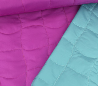 Steppstoff - Stepper - Uni - Wattiert - Geschwungene Quadrate - Violett/Minttürkis