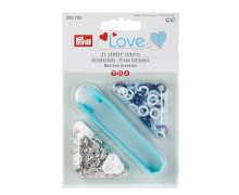 21 Nähfrei-Druckknöpfe - Jersey - 8mm - Prym Love - Blau/Hellblau/Weiß