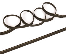 1 Meter elastisches Paspelband/Biesenband - Matt mit Glanzkante - Dunkelbraun