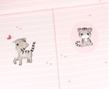 Jersey - Katze Mimi - Paneel - Rosa - Stickherz - Bio-Qualität - abby and me