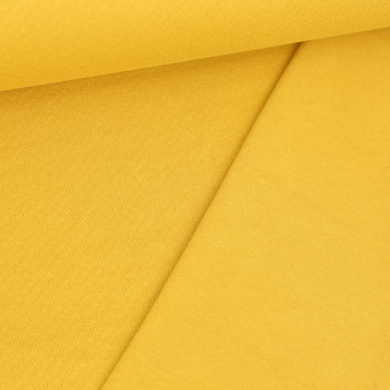 Jacquard Jersey - Feines Lochmuster - Uni - Senfgelb