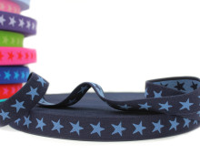 1 Meter Gummiband - Sterne - 20mm - Schwarzblau/Taubenblau