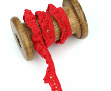 1 Meter Baumwollspitze - Elastisch - Spitzenband - Uni - 19mm - Rot