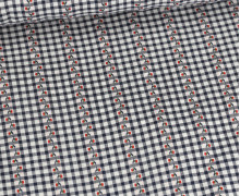Baumwolle - Webware - Jacquard Flowers - Kleines Karomuster - Weiß