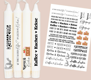 DIN A4 - Tattoofolie - Kaffee und Kuchen - für Kerzen / Keramik