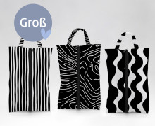 DIY-Nähset - 3 Schuhbeutel - GROß (bis Gr. 45) - Black/White Pattern Chaos - Outdoorstoff - abby and amy