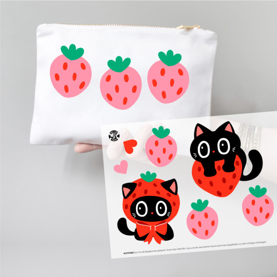 Onkel Bo's Bügelbilder - DIN A4 - Strawberry Cat - Rebekah Ginda