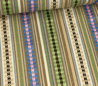 Feste Baumwolle - Mischgewebe - Webware - Ethnic - Kreuze - Beige/Blau/Dunkelbraun/Ecru/Hellgrün