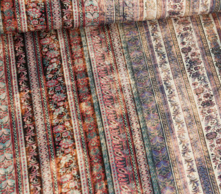 Viskose - Blusenstoff - Radiance - Vintage Used Look - Paisley - Streifen - Warmweiß