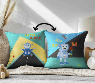Genähtes Kissen inkl. Inlet - Robot Adventures - Little Robot - made.by.colu - Mein Hanseherz