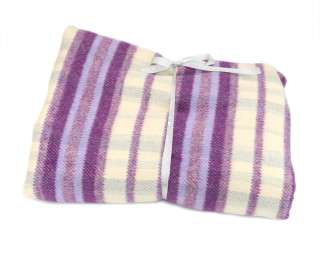 1,7m Zuschnitt - Mantelflausch - Weicher Mantelstoff - Kariert - Ecru/Lila