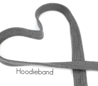 1m flache Kordel - Hoodieband - Kapuzenband - Grau