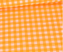 Seersucker - Kariert - Karomuster - Weiß/Neonorange