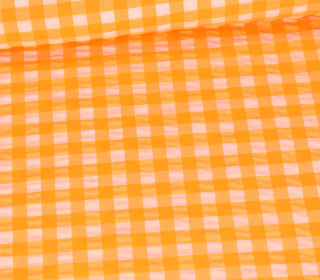 Seersucker - Kariert - Karomuster - Weiß/Neonorange