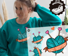 Onkel Bo's Bügelbilder - DIN A4 - Knit happens - Herz - Türkis - Hamburger Liebe - BIG