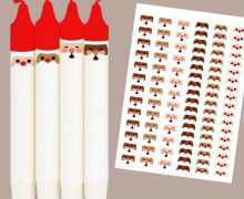 DIN A4 - Tattoofolie - Weihnachtsmann Gesichter - für Kerzen / Keramik - Weihnachten