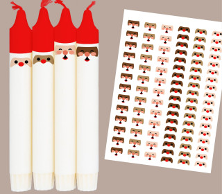 DIN A4 - Tattoofolie - Weihnachtsmann Gesichter - für Kerzen / Keramik - Weihnachten