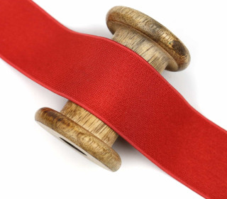 1 Meter Velours-Elastic - Gummiband - 40mm - Uni - Rot