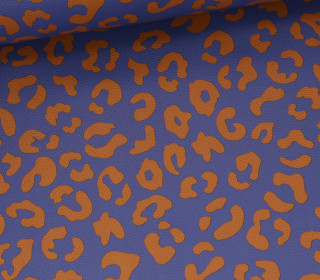 Kunstleder - Fashionstoff - Happy Collection - Leo - Cherry Picking - Dunkelblau/Camelbraun