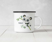 Emaille Becher - Panda Paisley