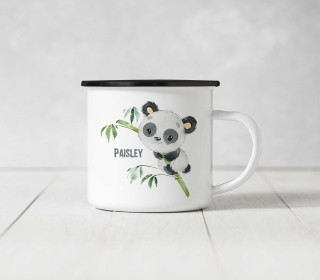 Emaille Becher - Panda Paisley