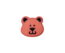1 Polyesterknopf - Rund - 15mm - Öse - Kinder - Bär - Rostorange