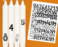 DIN A4 - Tattoofolie - Zahlen - Schwarz/Weiß - für Kerzen / Keramik