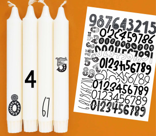 DIN A4 - Tattoofolie - Zahlen - Schwarz/Weiß - für Kerzen / Keramik