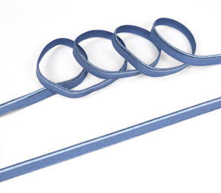 1 Meter elastisches Paspelband/Biesenband - Matt mit Glanzkante - Taubenblau