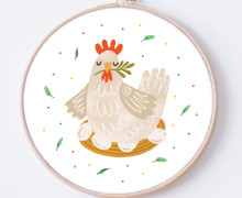 DIY Stickrahmen - Mama Huhn - Stickrahmen Bild - zum Selbermachen