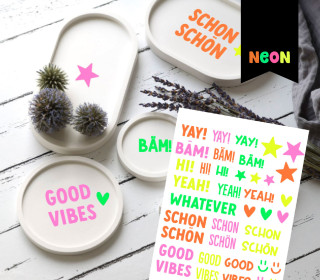 Neon Rub-On Sticker - YAY!  - Tante Henni Rubon - vielfältig nutzbar