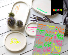Neon Rub-On Sticker - Für Dich - Selbstgemacht - Tante Henni Rubon - vielfältig nutzbar